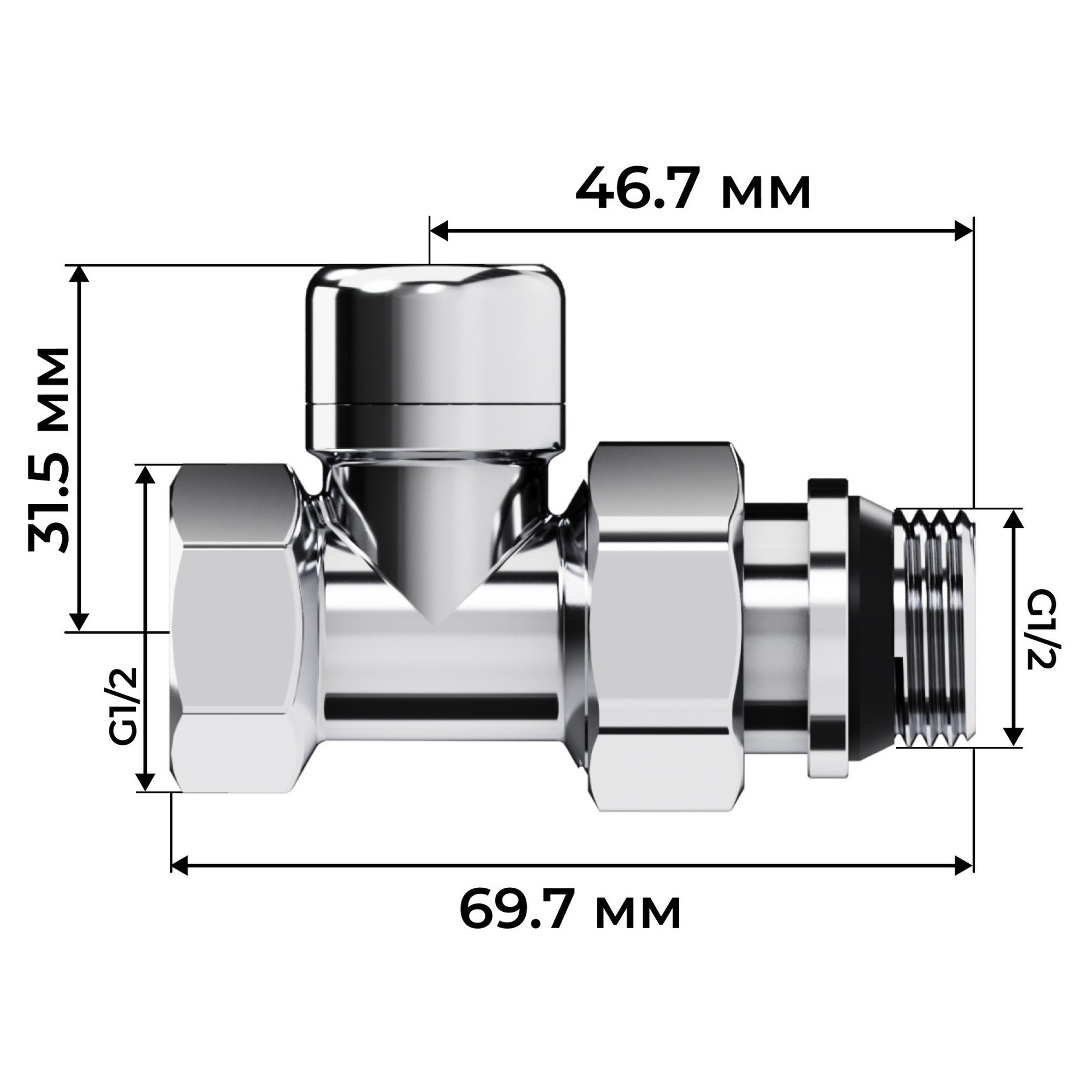 Набор термостатический прямой Royal Thermo Design 1/2"М30х1,5 (Хром)