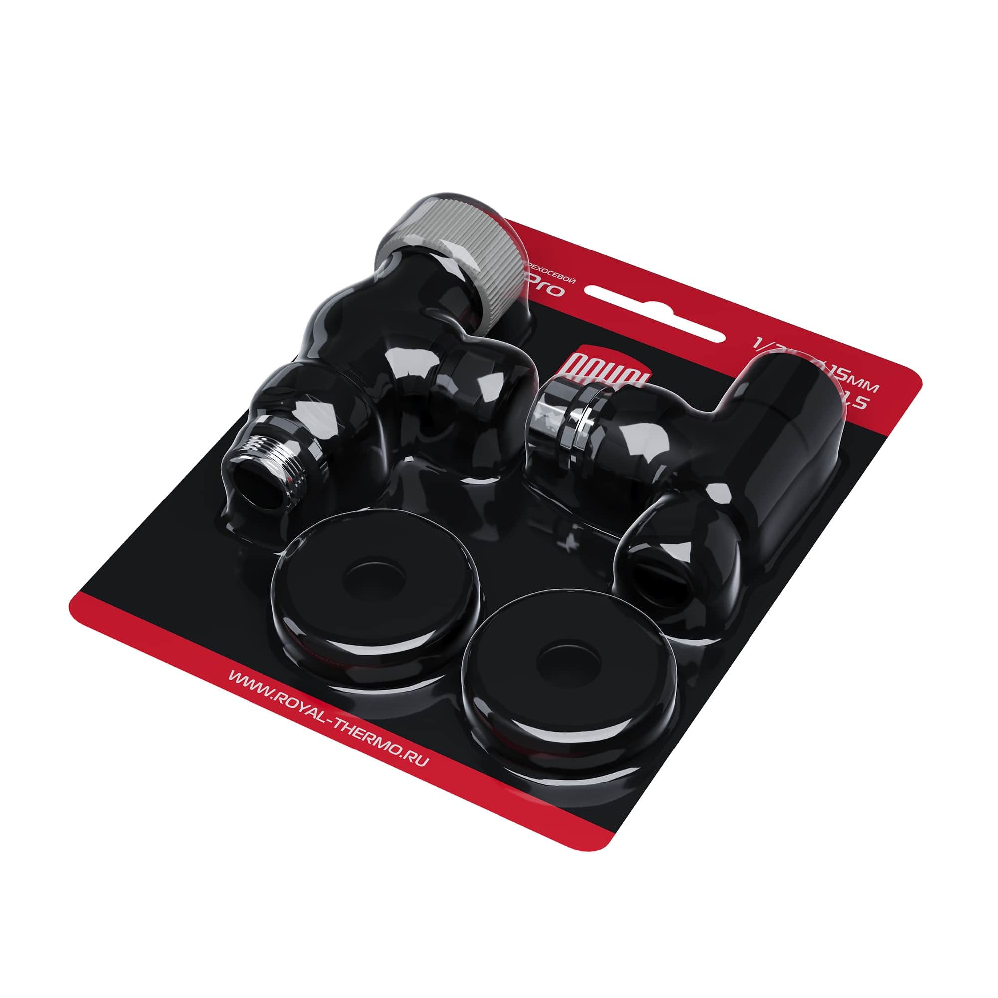 Набор термостатический осевой Royal Thermo Design Pro 15мм М30х1,5 (Черный)