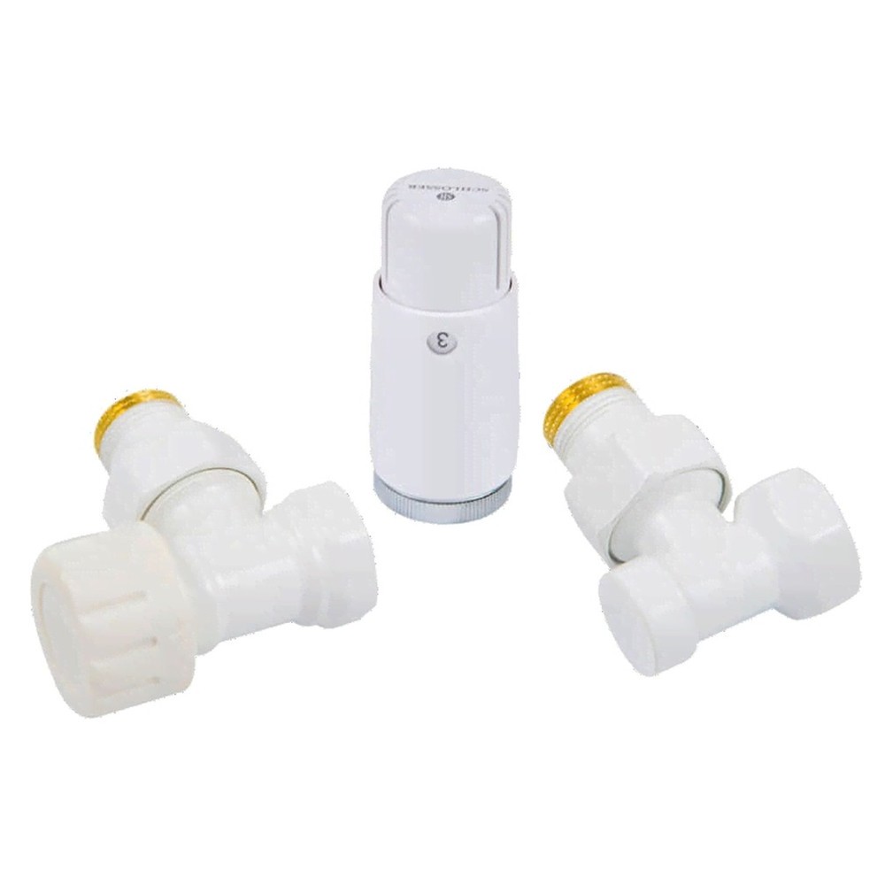 Комплект подключения угловой STANDARD MINI 1/2" (белый) с термоголовкой MINI DIAMANT М30х1,5